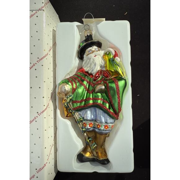 Large 7" Hand Blown Glass Santa Ornament Trimsetter By Dillards Made in Poland - Picture 2 of 11